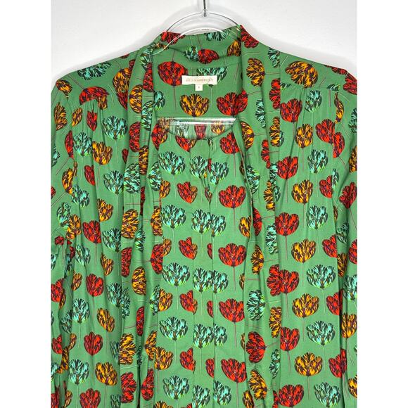 2010s Ann Mashburn Green Floral Printed Bow Blouse size  Small - Picture 11 of 15